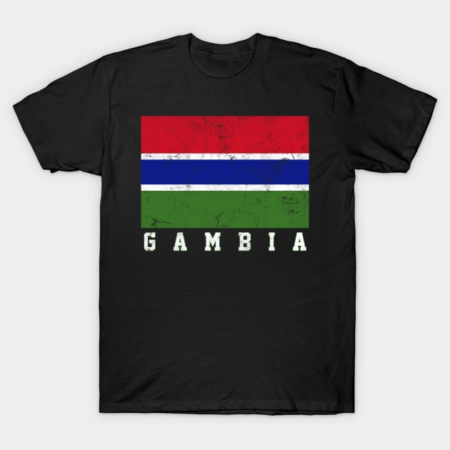 Gambia / Faded Vintage Style Flag Design T-Shirt by DankFutura